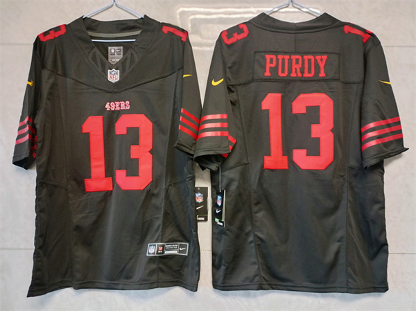 Men's San Francisco 49ers #13 Brock Purdy Black 2023 F.U.S.E. Vapor Untouchable Limited Stitched Football Jersey Men's San Francisco 49ers #13 Brock Purdy Black 2023 F.U.S.E. Vapor Untouchable Limited Stitched Football Jersey