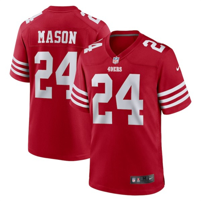 Men's San Francisco 49ers #24 Jordan Mason Red Stitched Game Jersey Men's San Francisco 49ers #24 Jordan Mason Red Stitched Game Jersey