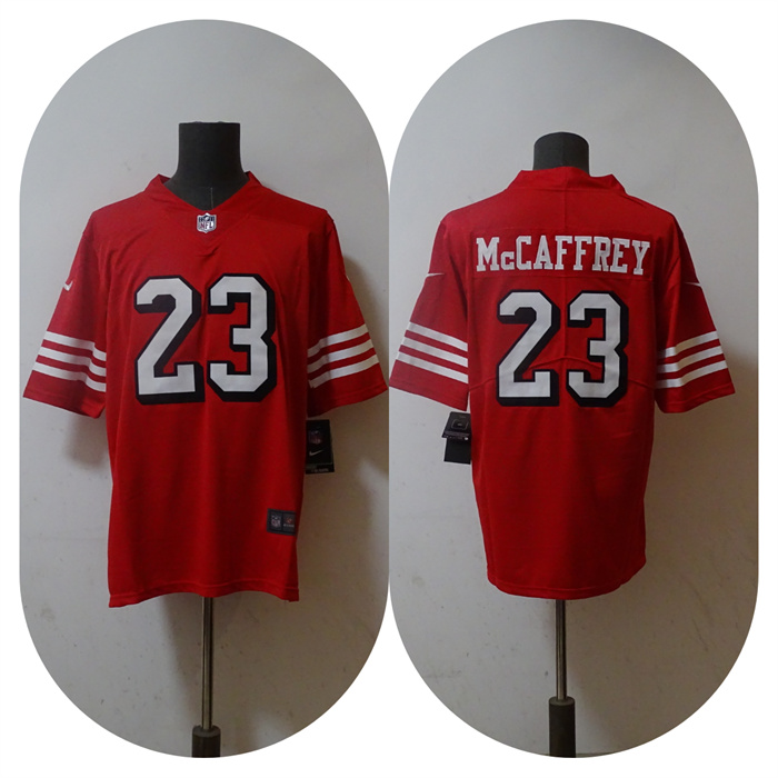 Men's San Francisco 49ers #23 Christian McCaffrey 2022 Red Vapor Untouchable Stitched Jersey Men's San Francisco 49ers #23 Christian McCaffrey 2022 Red Vapor Untouchable Stitched Jersey