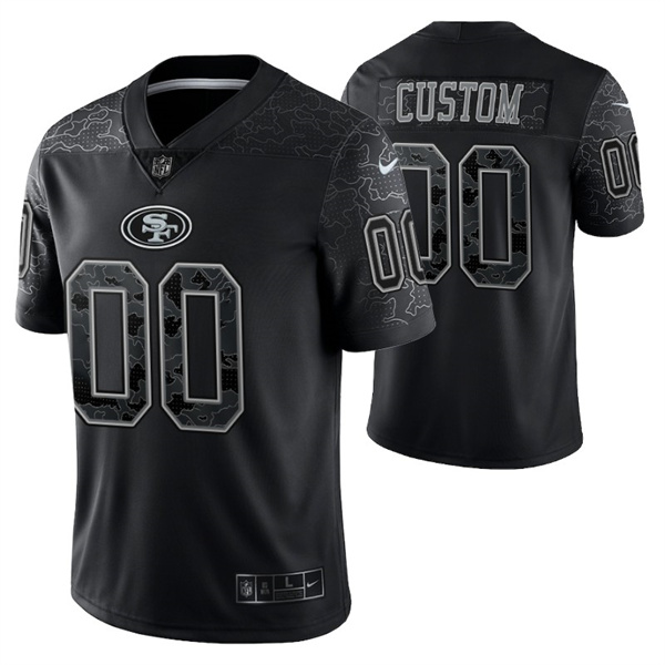Men's San Francisco 49ers ACTIVE PLAYER Custom Black Reflective Limited Stitched Football Jersey Men's San Francisco 49ers ACTIVE PLAYER Custom Black Reflective Limited Stitched Football Jersey