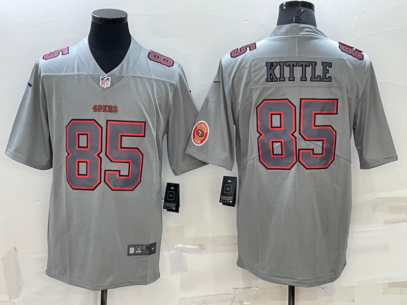 Men's San Francisco 49ers #85 George Kittle Grey Atmosphere Fashion Stitched Jersey Men's San Francisco 49ers #85 George Kittle Grey Atmosphere Fashion Stitched Jersey