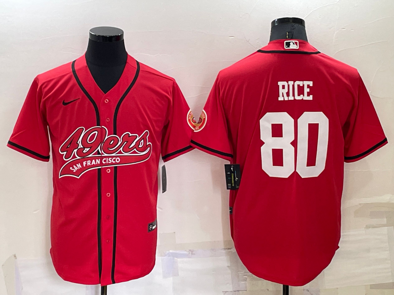 Men's San Francisco 49ers #80 Jerry Rice Red Cool Base Stitched Baseball Jersey Men's San Francisco 49ers #80 Jerry Rice Red Cool Base Stitched Baseball Jersey