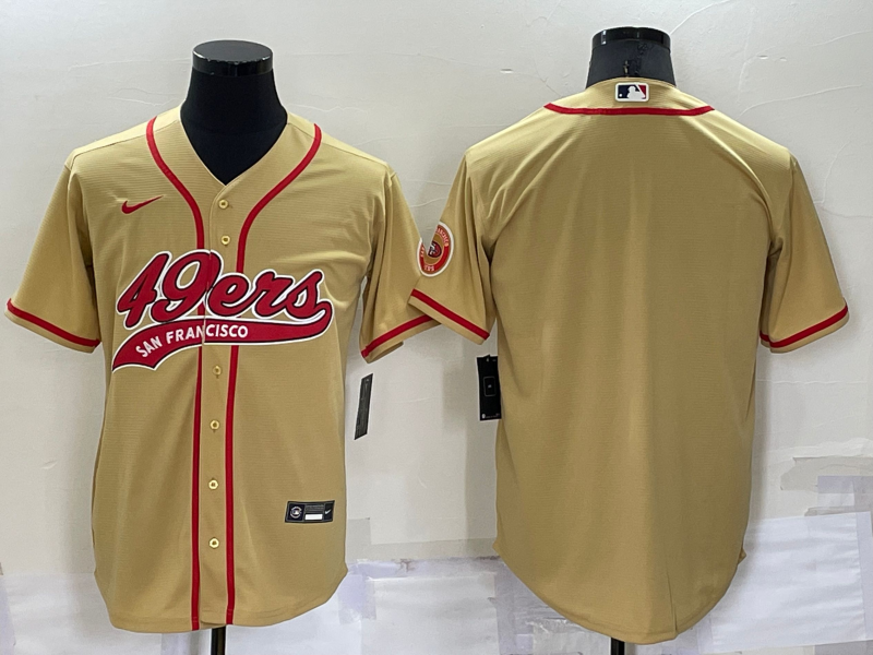 Men's San Francisco 49ers Blank Gold Cool Base Stitched Baseball Jersey Men's San Francisco 49ers Blank Gold Cool Base Stitched Baseball Jersey