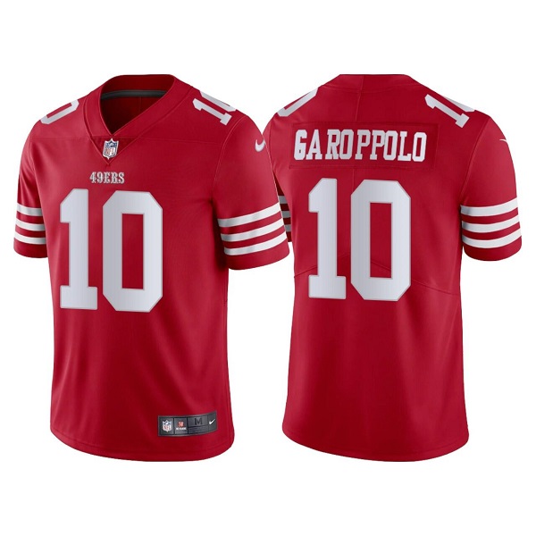 Men's San Francisco 49ers #10 Jimmy Garoppolo 2022 New Scarlet Vapor Untouchable Stitched Football Jersey Men's San Francisco 49ers #10 Jimmy Garoppolo 2022 New Scarlet Vapor Untouchable Stitched Football Jersey