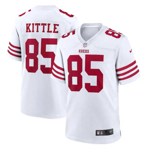 Men's San Francisco 49ers #85 George Kittle 2022 New White Stitched Game Jersey Men's San Francisco 49ers #85 George Kittle 2022 New White Stitched Game Jersey