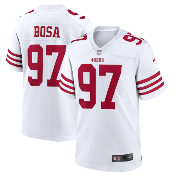 Men's San Francisco 49ers #97 Nike Bosa 2022 New White Stitched Game Jersey Men's San Francisco 49ers #97 Nike Bosa 2022 New White Stitched Game Jersey