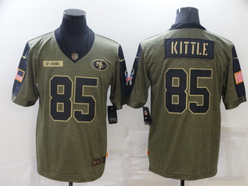 Men's San Francisco 49ers #85 George Kittle Nike Olive 2021 Salute To Service Limited Player Jersey Men's San Francisco 49ers #85 George Kittle Nike Olive 2021 Salute To Service Limited Player Jersey
