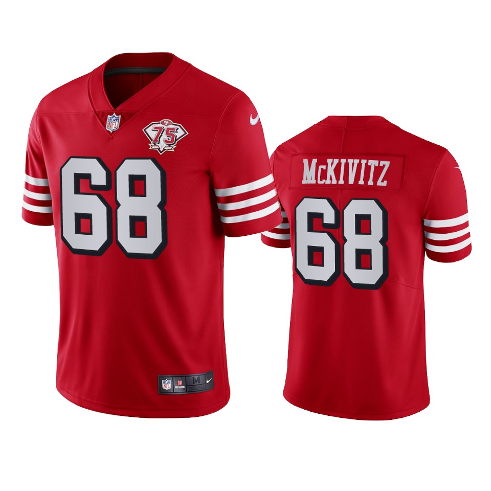 Nike 49ers #68 Colton Mckivitz Red Rush Men's 75th Anniversary Stitched NFL Vapor Untouchable Limited Jersey Nike 49ers #68 Colton Mckivitz Red Rush Men's 75th Anniversary Stitched NFL Vapor Untouchable Limited Jersey
