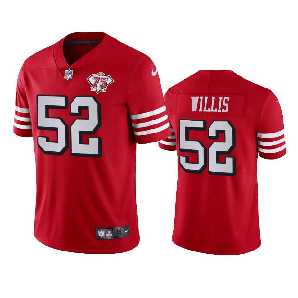 Nike 49ers #52 Patrick Willis Red Rush Men's 75th Anniversary Stitched NFL Vapor Untouchable Limited Jersey Nike 49ers #52 Patrick Willis Red Rush Men's 75th Anniversary Stitched NFL Vapor Untouchable Limited Jersey