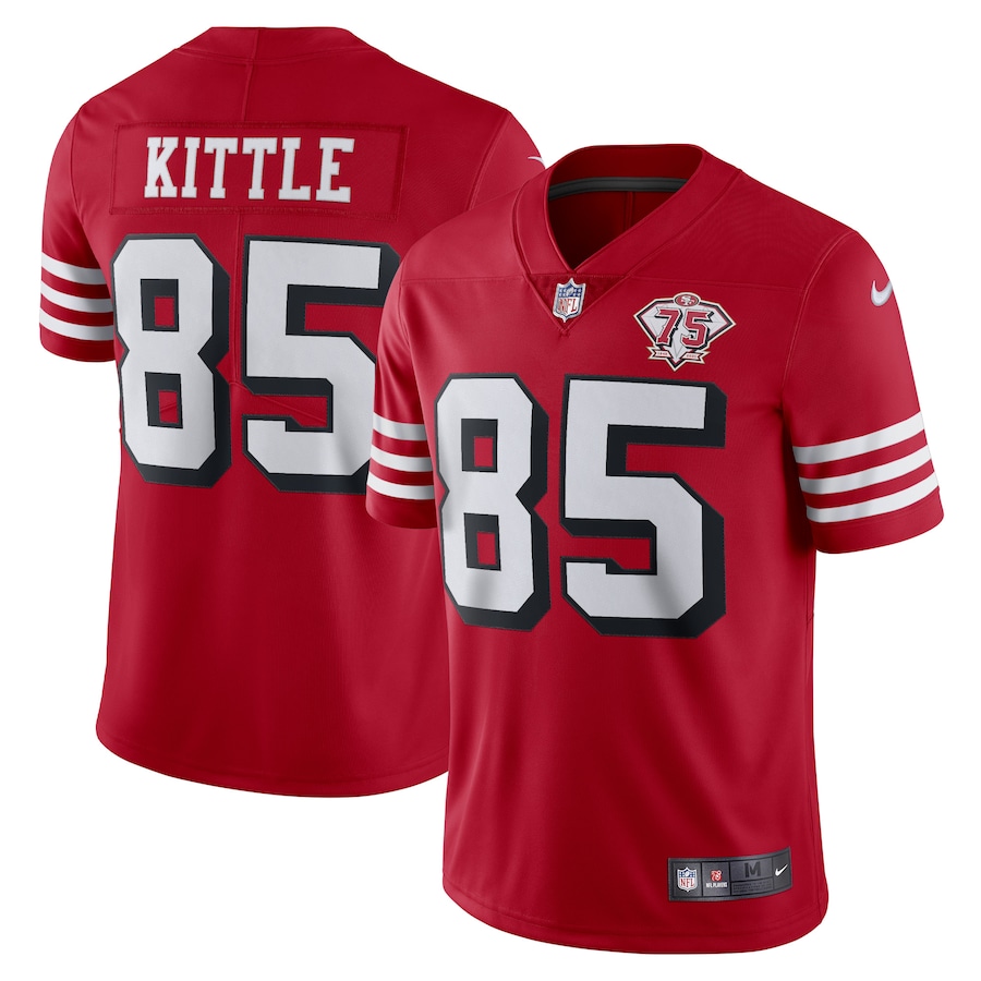 Nike 49ers #85 George Kittle Red Rush Men's 75th Anniversary Stitched NFL Vapor Untouchable Limited Jersey Nike 49ers #85 George Kittle Red Rush Men's 75th Anniversary Stitched NFL Vapor Untouchable Limited Jersey