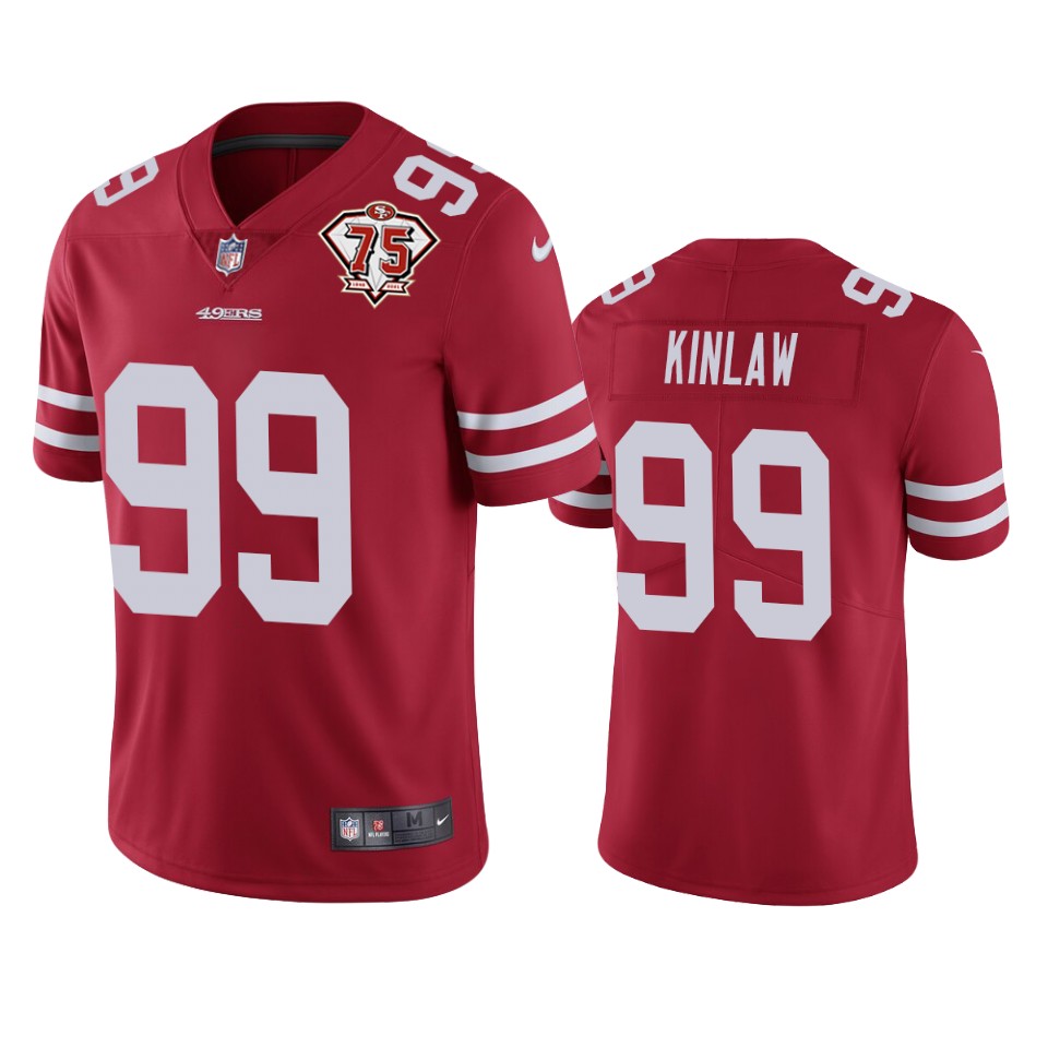 Nike 49ers #99 Javon Kinlaw Red Men's 75th Anniversary Stitched NFL Vapor Untouchable Limited Jersey Nike 49ers #99 Javon Kinlaw Red Men's 75th Anniversary Stitched NFL Vapor Untouchable Limited Jersey