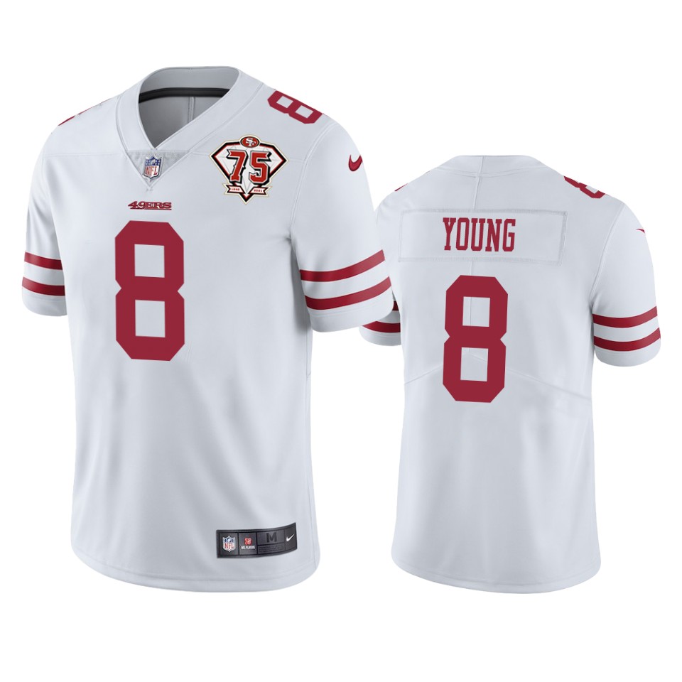 Nike 49ers #8 Steve Young White Men's 75th Anniversary Stitched NFL Vapor Untouchable Limited Jersey Nike 49ers #8 Steve Young White Men's 75th Anniversary Stitched NFL Vapor Untouchable Limited Jersey