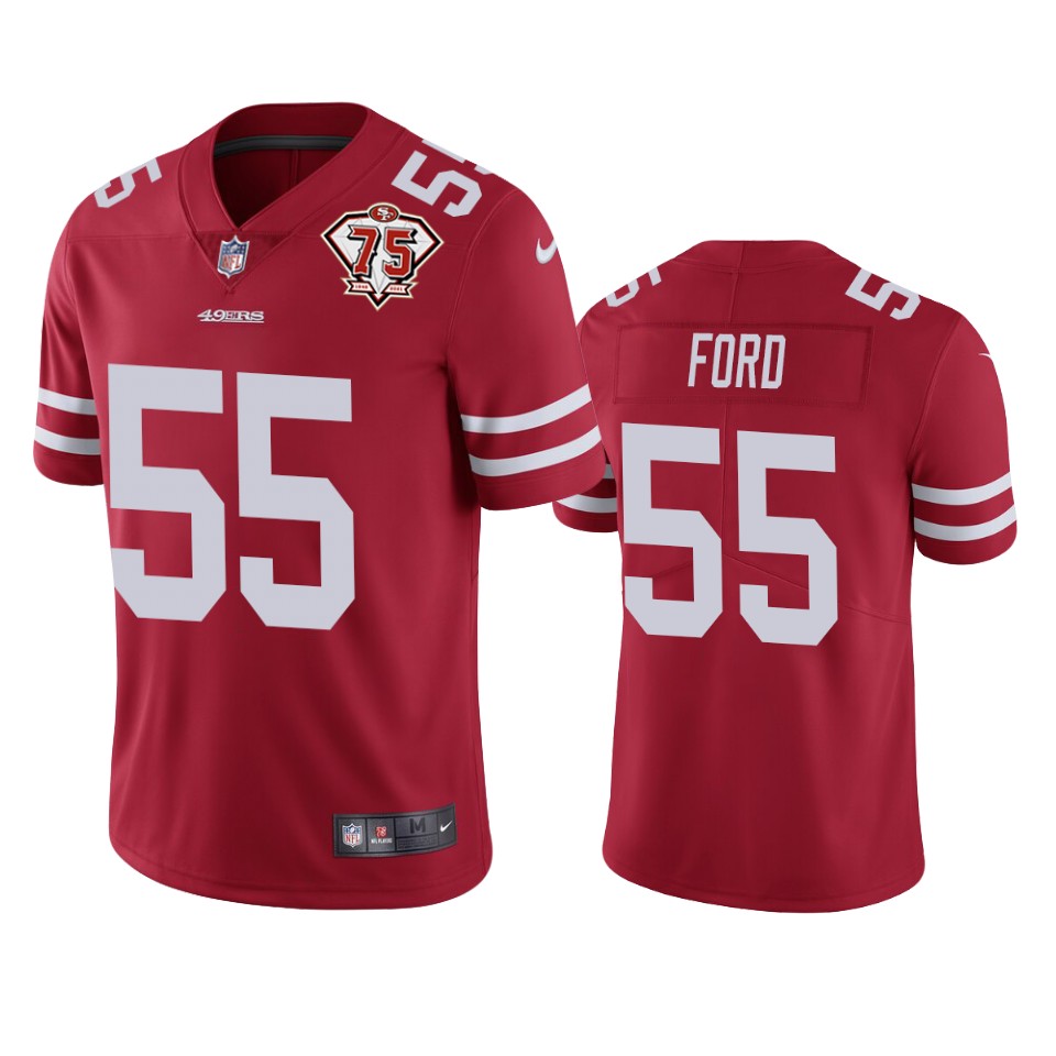 Nike 49ers #55 Dee Ford Red Men's 75th Anniversary Stitched NFL Vapor Untouchable Limited Jersey Nike 49ers #55 Dee Ford Red Men's 75th Anniversary Stitched NFL Vapor Untouchable Limited Jersey