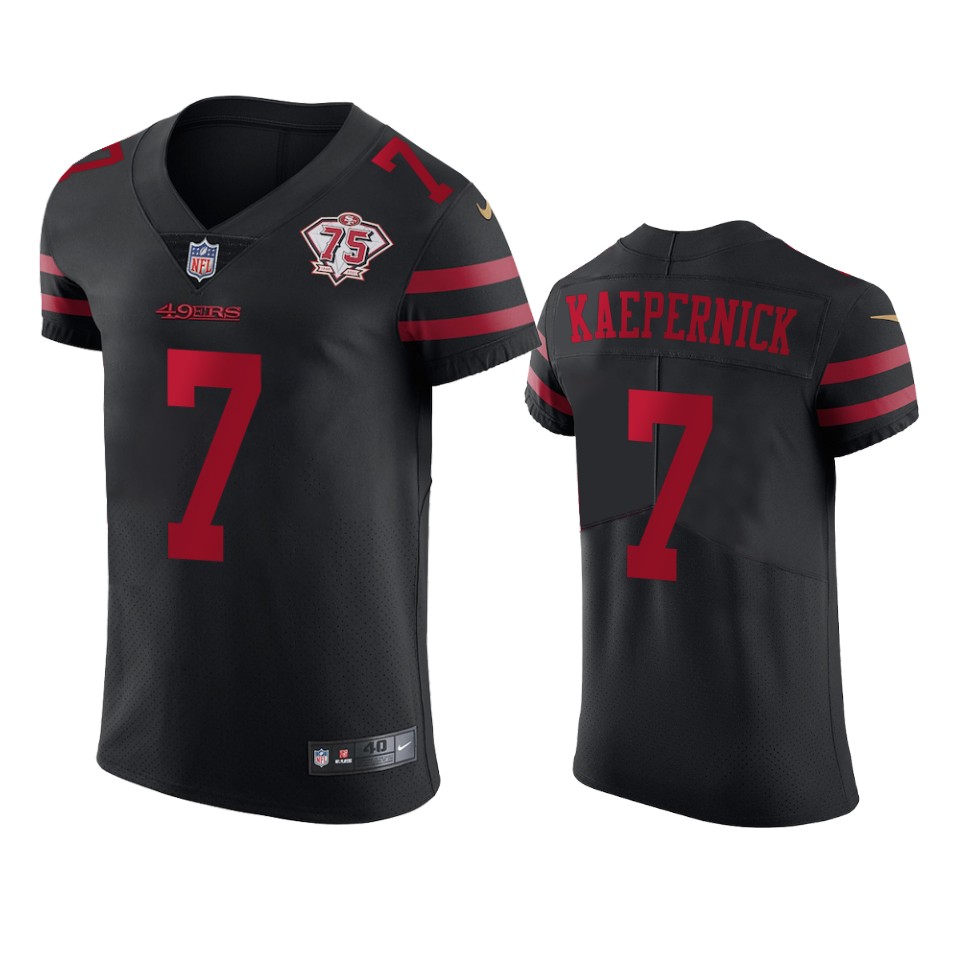 Nike 49ers #7 Colin Kaepernick Black Alternate Men's 75th Anniversary Stitched NFL Vapor Untouchable Elite Jersey Nike 49ers #7 Colin Kaepernick Black Alternate Men's 75th Anniversary Stitched NFL Vapor Untouchable Elite Jersey