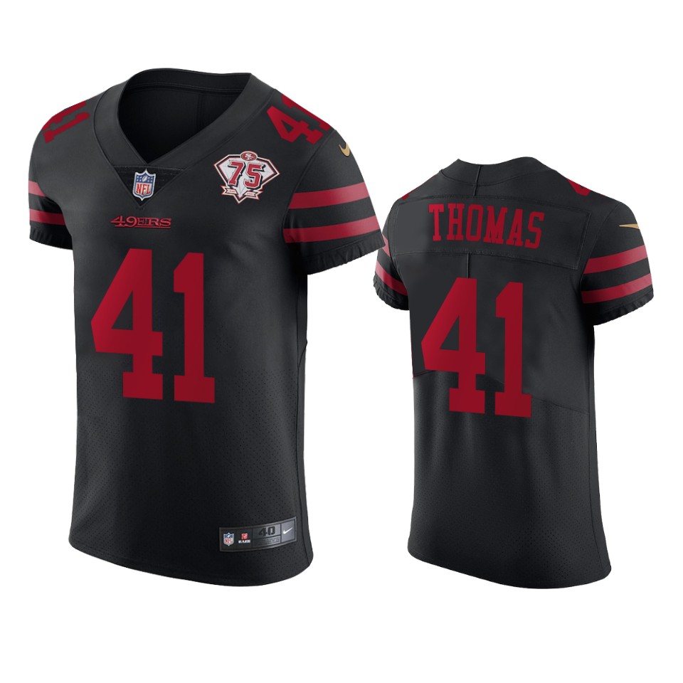 Nike 49ers #41 Ambry Thomas Black Alternate Men's 75th Anniversary Stitched NFL Vapor Untouchable Elite Jersey Nike 49ers #41 Ambry Thomas Black Alternate Men's 75th Anniversary Stitched NFL Vapor Untouchable Elite Jersey