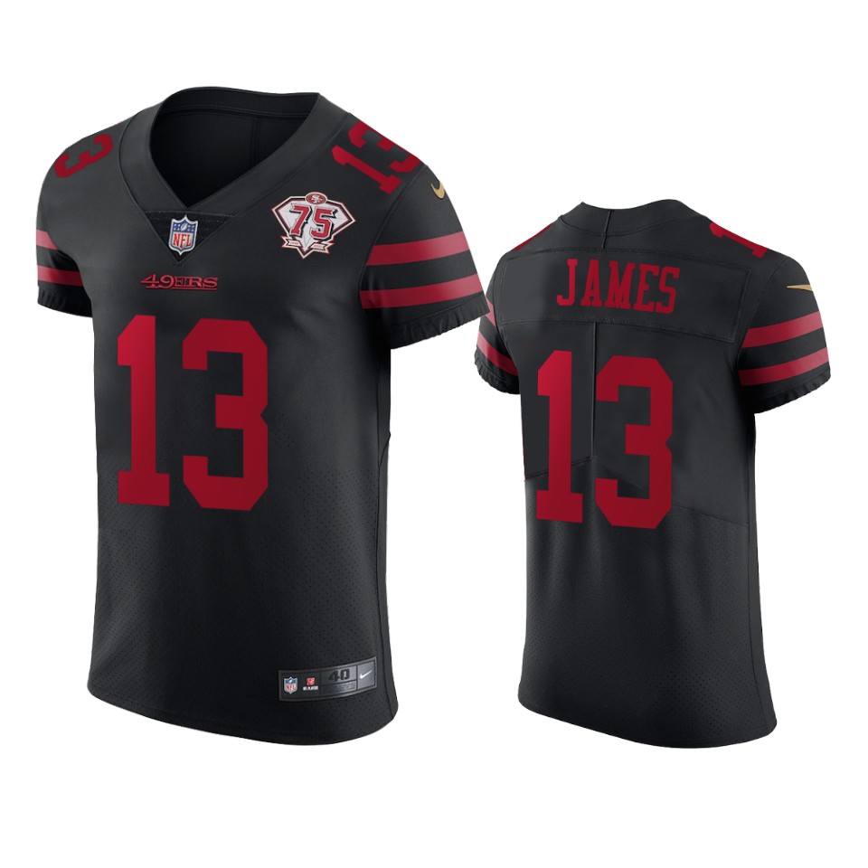 Nike 49ers #13 Richie James Black Alternate Men's 75th Anniversary Stitched NFL Vapor Untouchable Elite Jersey Nike 49ers #13 Richie James Black Alternate Men's 75th Anniversary Stitched NFL Vapor Untouchable Elite Jersey