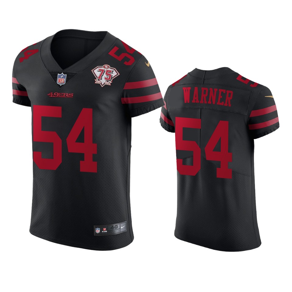 Nike 49ers #54 Fred Warner Black Alternate Men's 75th Anniversary Stitched NFL Vapor Untouchable Elite Jersey Nike 49ers #54 Fred Warner Black Alternate Men's 75th Anniversary Stitched NFL Vapor Untouchable Elite Jersey