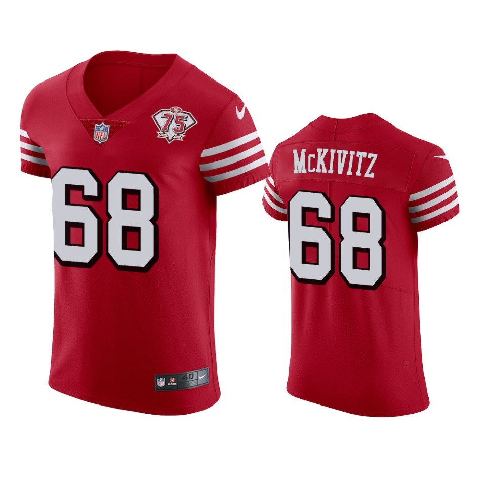 Nike 49ers #68 Colton Mckivitz Red Rush Men's 75th Anniversary Stitched NFL Vapor Untouchable Elite Jersey Nike 49ers #68 Colton Mckivitz Red Rush Men's 75th Anniversary Stitched NFL Vapor Untouchable Elite Jersey