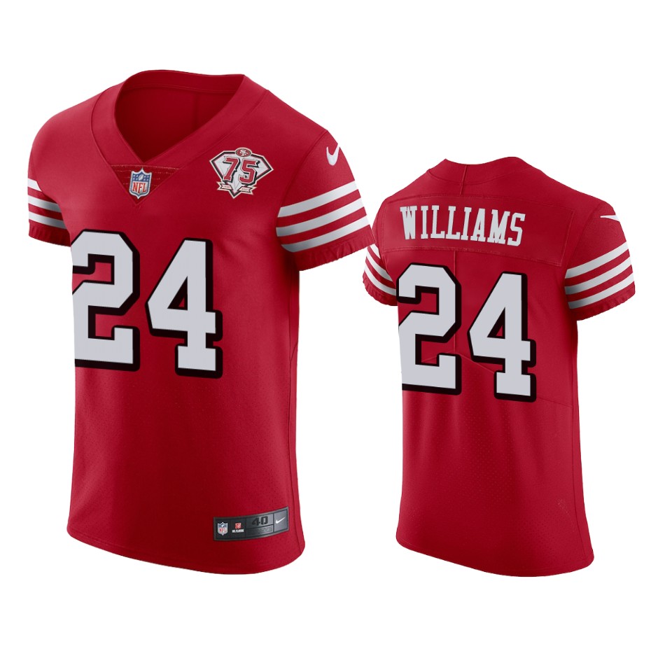 Nike 49ers #24 K'Waun Williams Red Rush Men's 75th Anniversary Stitched NFL Vapor Untouchable Elite Jersey Nike 49ers #24 K'Waun Williams Red Rush Men's 75th Anniversary Stitched NFL Vapor Untouchable Elite Jersey