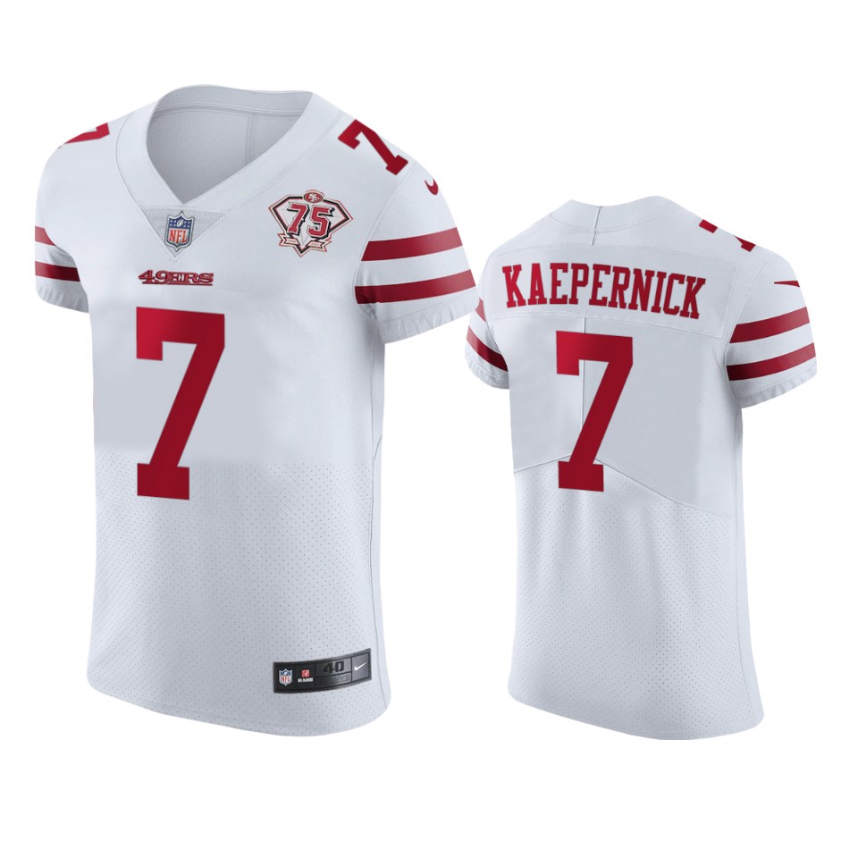 Nike 49ers #7 Colin Kaepernick White Men's 75th Anniversary Stitched NFL Vapor Untouchable Elite Jersey Nike 49ers #7 Colin Kaepernick White Men's 75th Anniversary Stitched NFL Vapor Untouchable Elite Jersey