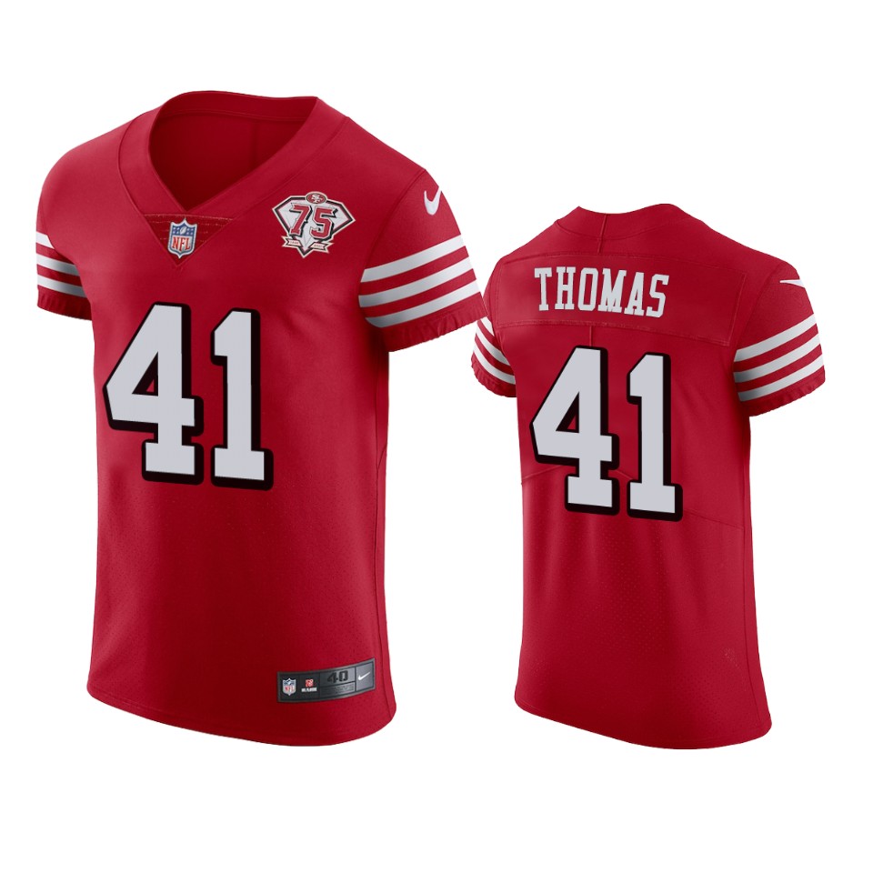 Nike 49ers #41 Ambry Thomas Red Rush Men's 75th Anniversary Stitched NFL Vapor Untouchable Elite Jersey Nike 49ers #41 Ambry Thomas Red Rush Men's 75th Anniversary Stitched NFL Vapor Untouchable Elite Jersey