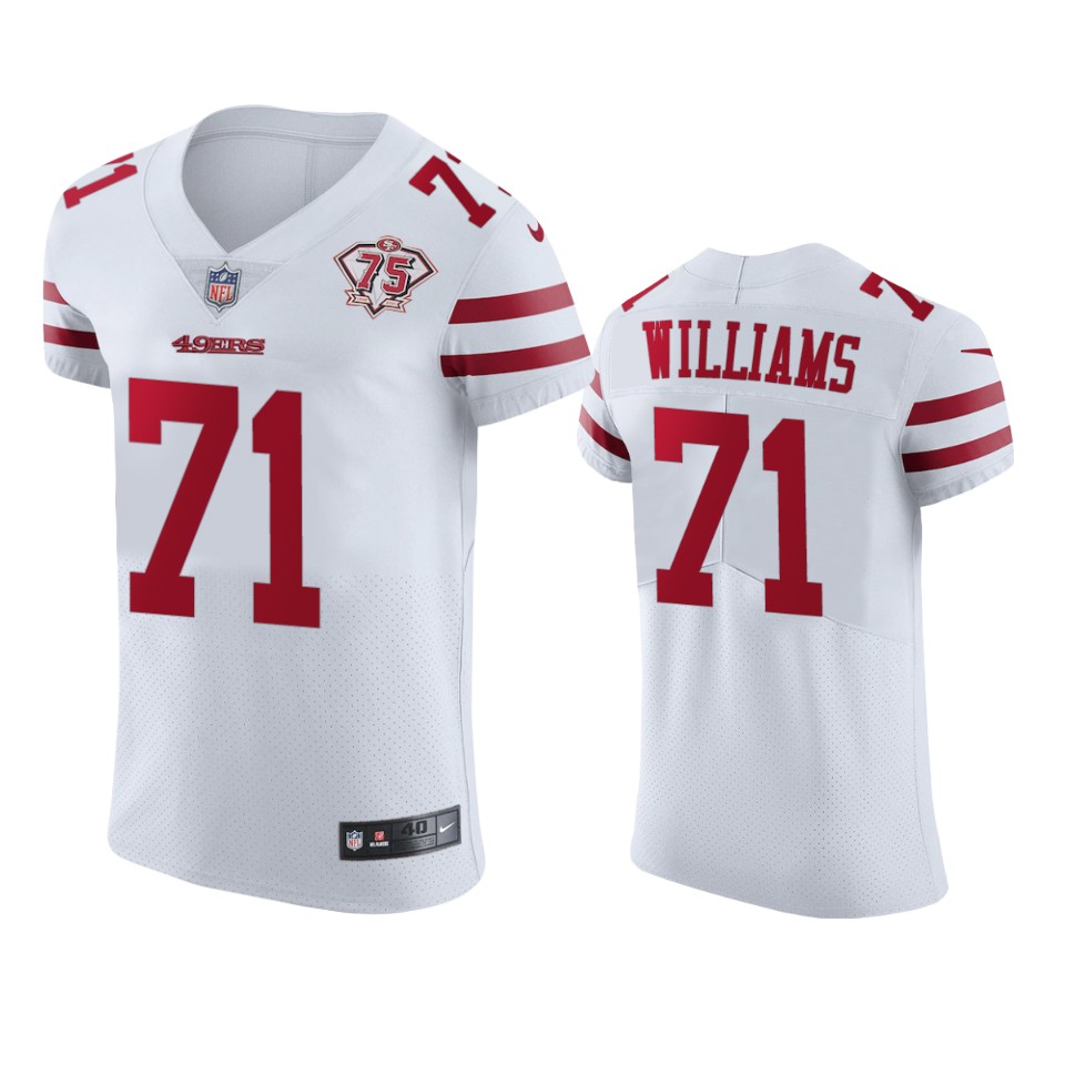 Nike 49ers #71 Trent Williams White Men's 75th Anniversary Stitched NFL Vapor Untouchable Elite Jersey Nike 49ers #71 Trent Williams White Men's 75th Anniversary Stitched NFL Vapor Untouchable Elite Jersey