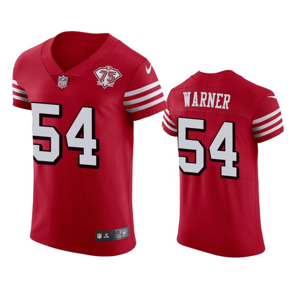 Nike 49ers #54 Fred Warner Red Rush Men's 75th Anniversary Stitched NFL Vapor Untouchable Elite Jersey Nike 49ers #54 Fred Warner Red Rush Men's 75th Anniversary Stitched NFL Vapor Untouchable Elite Jersey