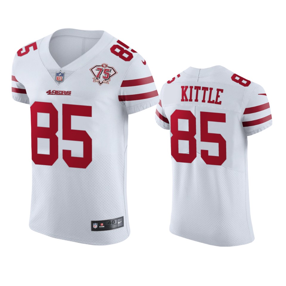 Nike 49ers #85 George Kittle White Men's 75th Anniversary Stitched NFL Vapor Untouchable Elite Jersey Nike 49ers #85 George Kittle White Men's 75th Anniversary Stitched NFL Vapor Untouchable Elite Jersey