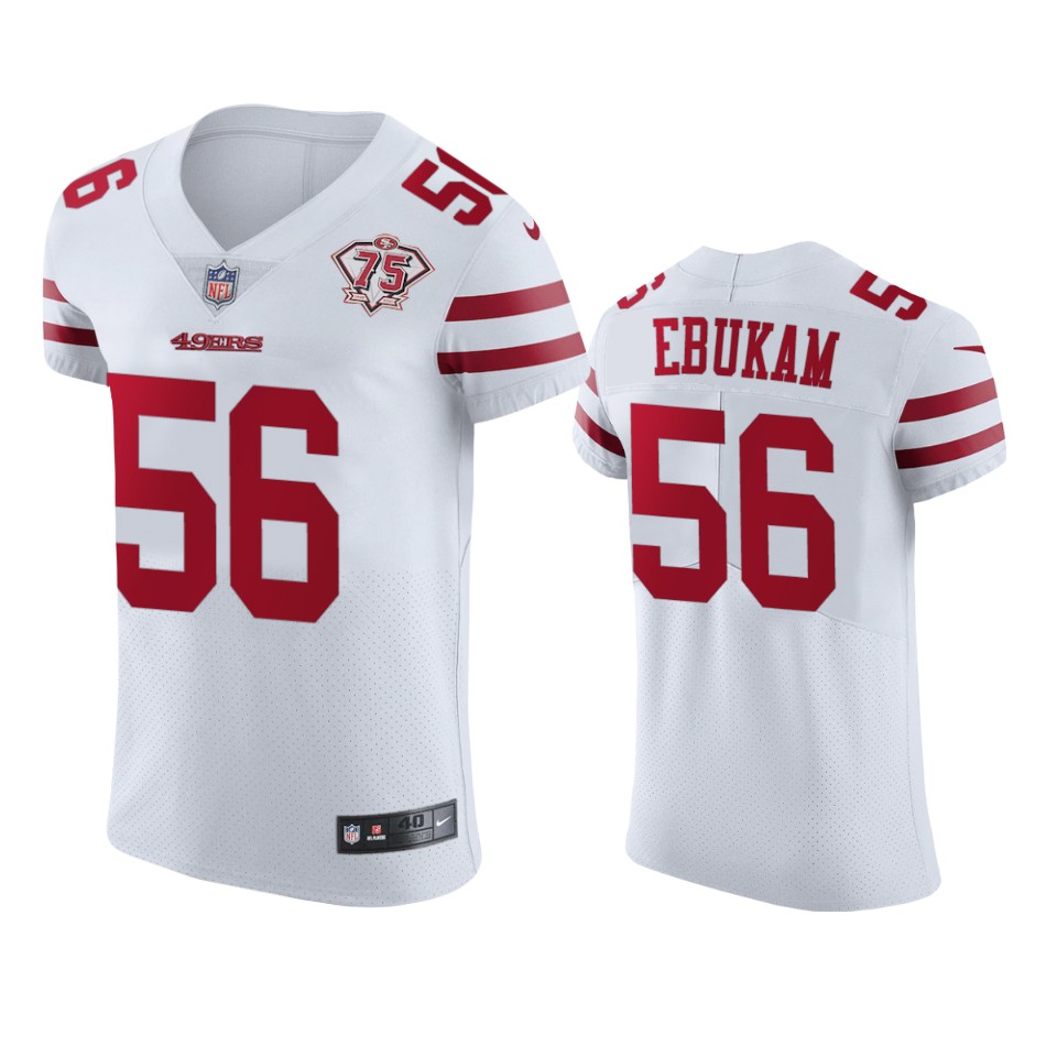 Nike 49ers #56 Samson Ebukam White Men's 75th Anniversary Stitched NFL Vapor Untouchable Elite Jersey Nike 49ers #56 Samson Ebukam White Men's 75th Anniversary Stitched NFL Vapor Untouchable Elite Jersey