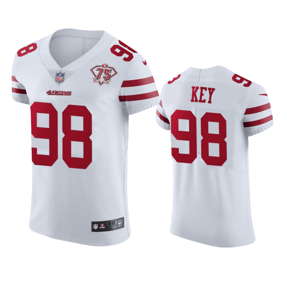 Nike 49ers #98 Arden Key White Men's 75th Anniversary Stitched NFL Vapor Untouchable Elite Jersey Nike 49ers #98 Arden Key White Men's 75th Anniversary Stitched NFL Vapor Untouchable Elite Jersey