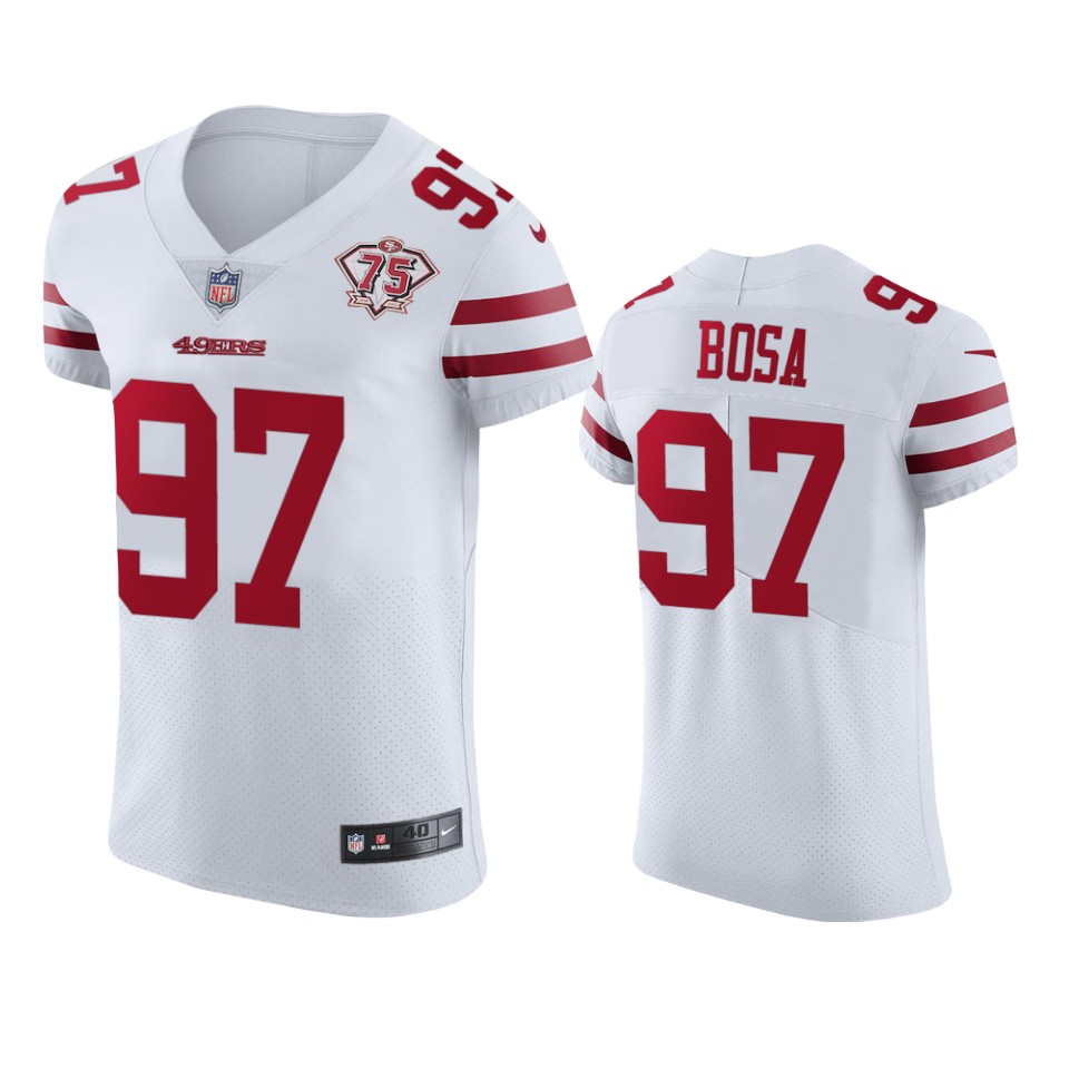 Nike 49ers #97 Nick Bosa White Men's 75th Anniversary Stitched NFL Vapor Untouchable Elite Jersey Nike 49ers #97 Nick Bosa White Men's 75th Anniversary Stitched NFL Vapor Untouchable Elite Jersey