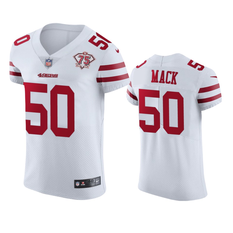 Nike 49ers #50 Alex Mack White Men's 75th Anniversary Stitched NFL Vapor Untouchable Elite Jersey Nike 49ers #50 Alex Mack White Men's 75th Anniversary Stitched NFL Vapor Untouchable Elite Jersey