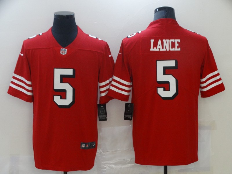 Nike 49ers 5 Trey Lance Red 2021 Draft Color Rush Vapor Limited Jersey Nike 49ers 5 Trey Lance Red 2021 Draft Color Rush Vapor Limited Jersey