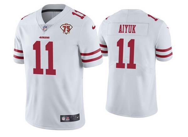 Nike 49ers 11 Brandon Aiyuk White 75th Anniversary Vapor Untouchable Limited Jersey Nike 49ers 11 Brandon Aiyuk White 75th Anniversary Vapor Untouchable Limited Jersey