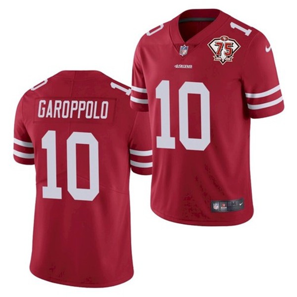 Nike 49ers 10 Jimmy Garoppolo Red 75th Anniversary Vapor Untouchable Limited Jersey Nike 49ers 10 Jimmy Garoppolo Red 75th Anniversary Vapor Untouchable Limited Jersey