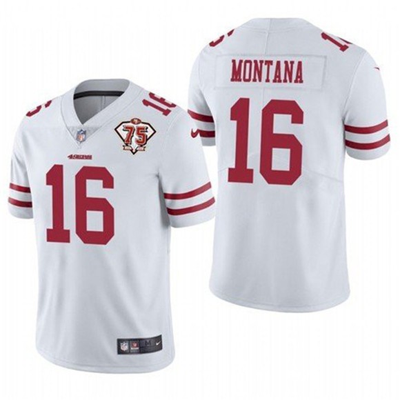 Nike 49ers 16 Joe Montana White 75th Anniversary Vapor Untouchable Limited Jersey Nike 49ers 16 Joe Montana White 75th Anniversary Vapor Untouchable Limited Jersey
