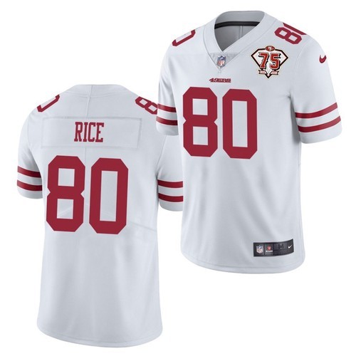 Nike 49ers 80 Jerry Rice White 75th Anniversary Vapor Untouchable Limited Jersey Nike 49ers 80 Jerry Rice White 75th Anniversary Vapor Untouchable Limited Jersey