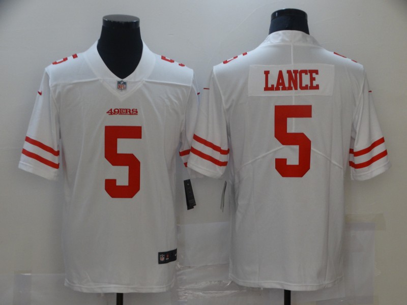 Men San Francisco 49ers #5 Trey Lance Jersey White 2021 Limited Football Men San Francisco 49ers #5 Trey Lance Jersey White 2021 Limited Football