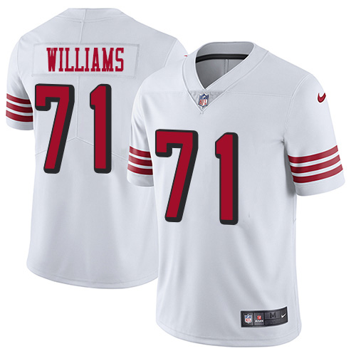 San Francisco 49ers #71 Trent Williams White Rush Men's Stitched NFL Vapor Untouchable Limited Jersey San Francisco 49ers #71 Trent Williams White Rush Men's Stitched NFL Vapor Untouchable Limited Jersey