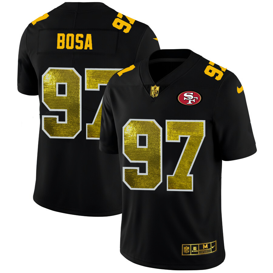 San Francisco 49ers #97 Nick Bosa Men's Black Nike Golden Sequin Vapor Limited NFL Jersey San Francisco 49ers #97 Nick Bosa Men's Black Nike Golden Sequin Vapor Limited NFL Jersey