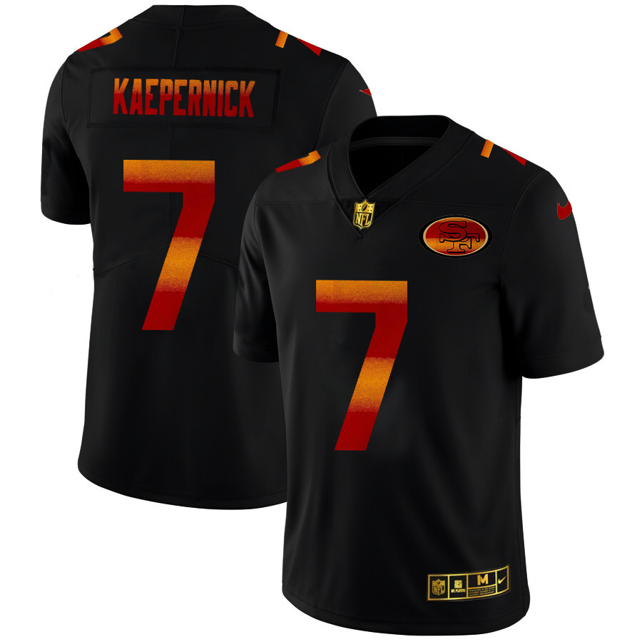 San Francisco 49ers #7 Colin Kaepernick Men's Black Nike Red Orange Stripe Vapor Limited NFL Jersey San Francisco 49ers #7 Colin Kaepernick Men's Black Nike Red Orange Stripe Vapor Limited NFL Jersey