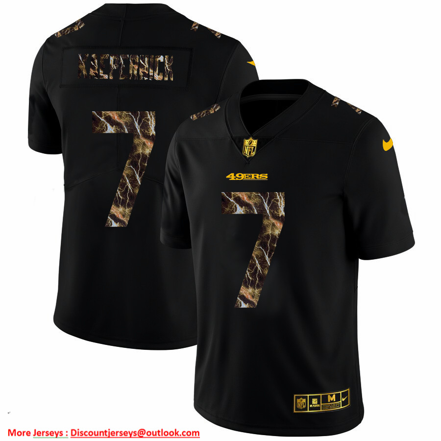 San Francisco 49ers #7 Colin Kaepernick Men's Black Nike Flocked Lightning Vapor Limited NFL Jersey