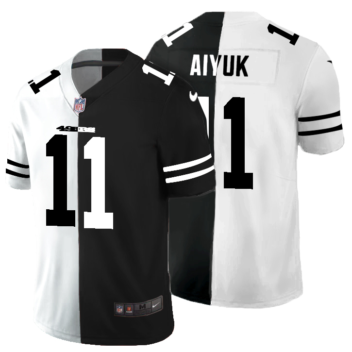 San Francisco 49ers #11 Brandon Aiyuk Men's Black V White Peace Split Nike Vapor Untouchable Limited NFL Jersey San Francisco 49ers #11 Brandon Aiyuk Men's Black V White Peace Split Nike Vapor Untouchable Limited NFL Jersey