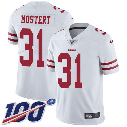 Nike 49ers #31 Raheem Mostert White Men's Stitched NFL 100th Season Vapor Untouchable Limited Jersey Nike 49ers #31 Raheem Mostert White Men's Stitched NFL 100th Season Vapor Untouchable Limited Jersey