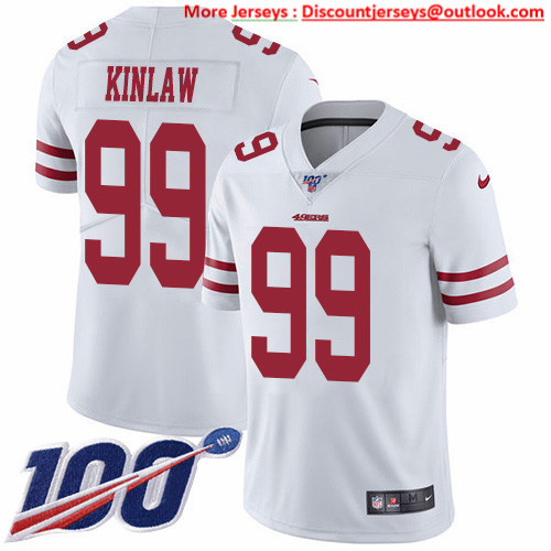 Nike 49ers #99 Javon Kinlaw White Men's Stitched NFL 100th Season Vapor Untouchable Limited Jersey Nike 49ers #99 Javon Kinlaw White Men's Stitched NFL 100th Season Vapor Untouchable Limited Jersey