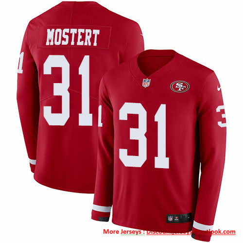 Nike 49ers #31 Raheem Mostert Red Team Color Men's Stitched NFL Limited Therma Long Sleeve Jersey Nike 49ers #31 Raheem Mostert Red Team Color Men's Stitched NFL Limited Therma Long Sleeve Jersey