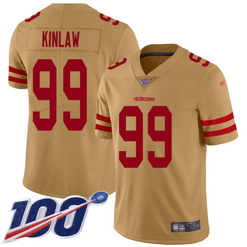 Nike 49ers #99 Javon Kinlaw Gold Men's Stitched NFL Limited Inverted Legend 100th Season Jersey Nike 49ers #99 Javon Kinlaw Gold Men's Stitched NFL Limited Inverted Legend 100th Season Jersey