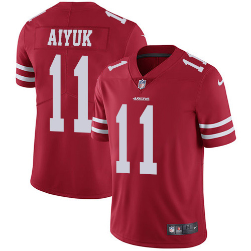 Nike 49ers #11 Brandon Aiyuk Red Team Color Men's Stitched NFL Vapor Untouchable Limited Jersey Nike 49ers #11 Brandon Aiyuk Red Team Color Men's Stitched NFL Vapor Untouchable Limited Jersey