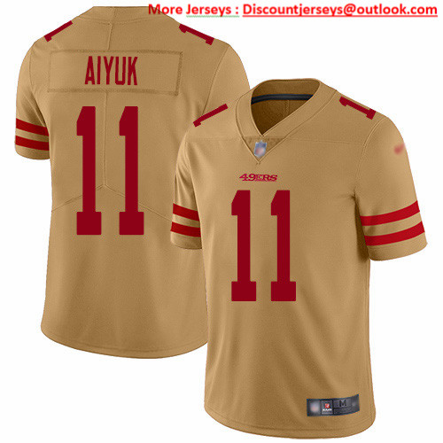 Nike 49ers #11 Brandon Aiyuk Gold Men's Stitched NFL Limited Inverted Legend Jersey Nike 49ers #11 Brandon Aiyuk Gold Men's Stitched NFL Limited Inverted Legend Jersey