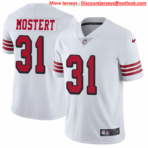 Nike 49ers #31 Raheem Mostert White Men's Stitched NFL Limited Rush Jersey